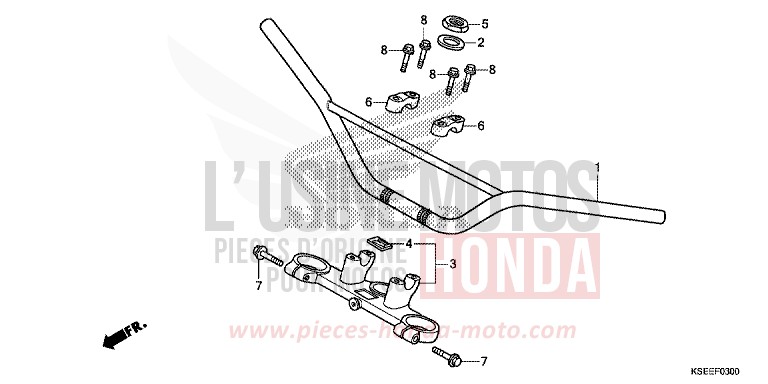 TUYAU DE GUIDON/PONT SUPERIEUR de CRF150R "Grandes Roues" EXTREME RED (R292) 2013